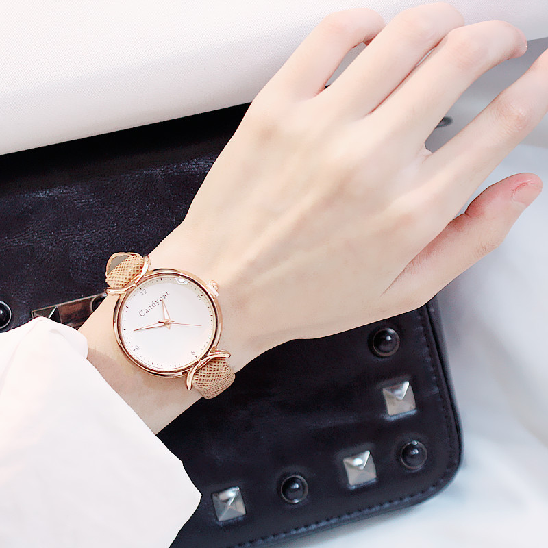 Meisjes Horloge Koreaanse Student Mode Meisje Eenvoudig En Mooie Junior High School Candycat Veelzijdige Kleine Verse Quartz Horloge: C (no bracelet)