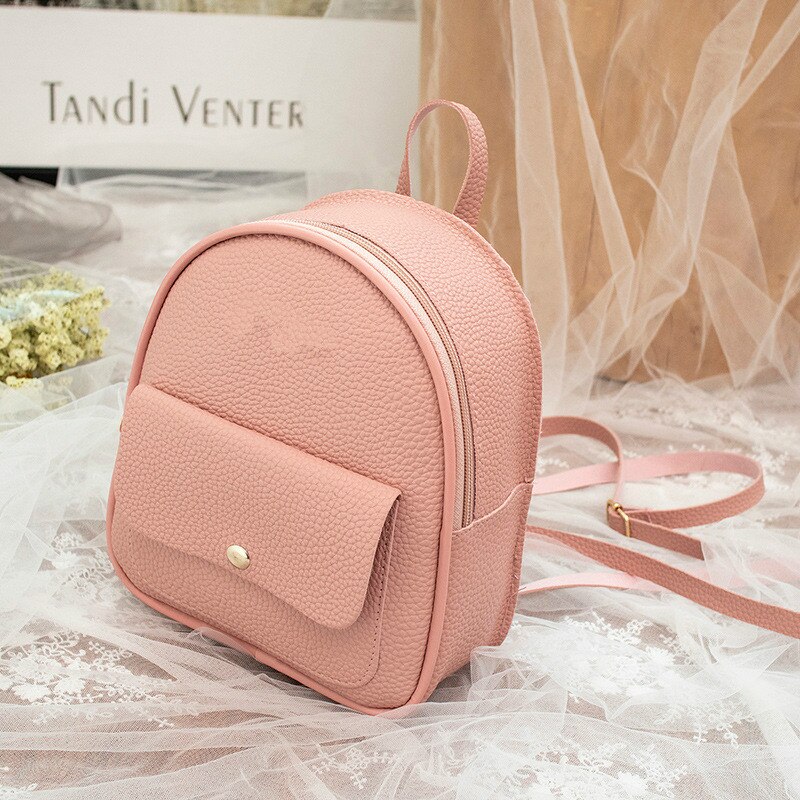 Mini Backpack Women PU Leather Shoulder Bag For Teenage Girls Kids Multi-Function Small Bagpack Female Ladies School Backpack: Pink