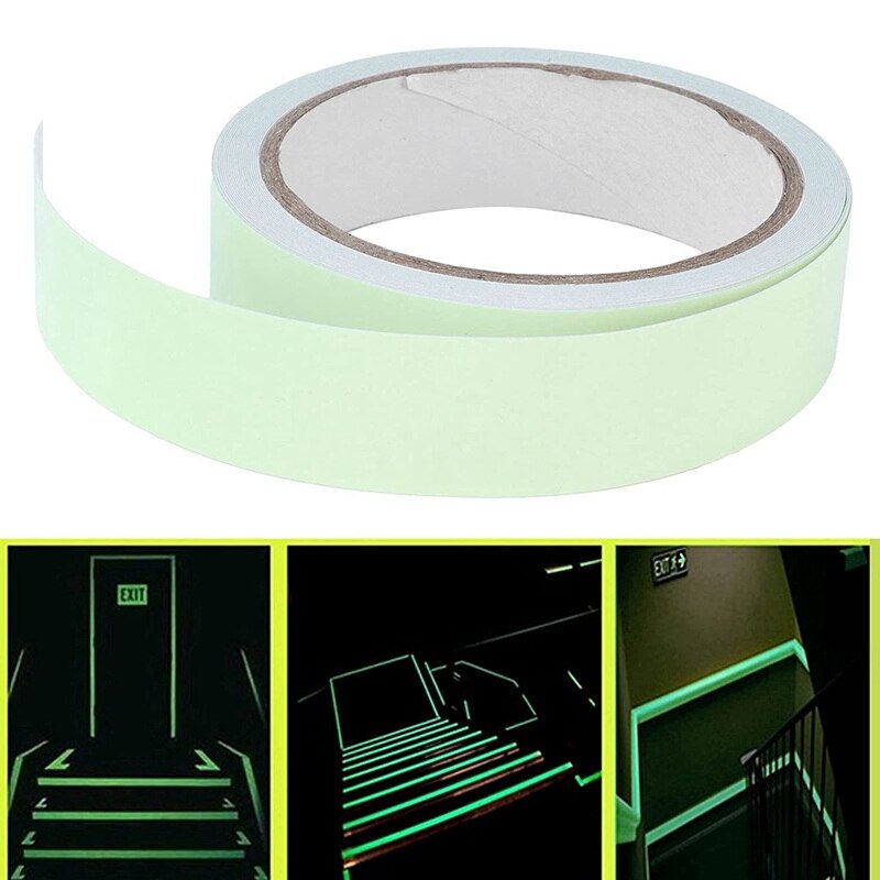 Nastro di sicurezza fluorescente verde nastro luminoso bagliore nel nastro scuro per insegne di sicurezza sul palco del teatro del partito 1 pollice X 26 piedi