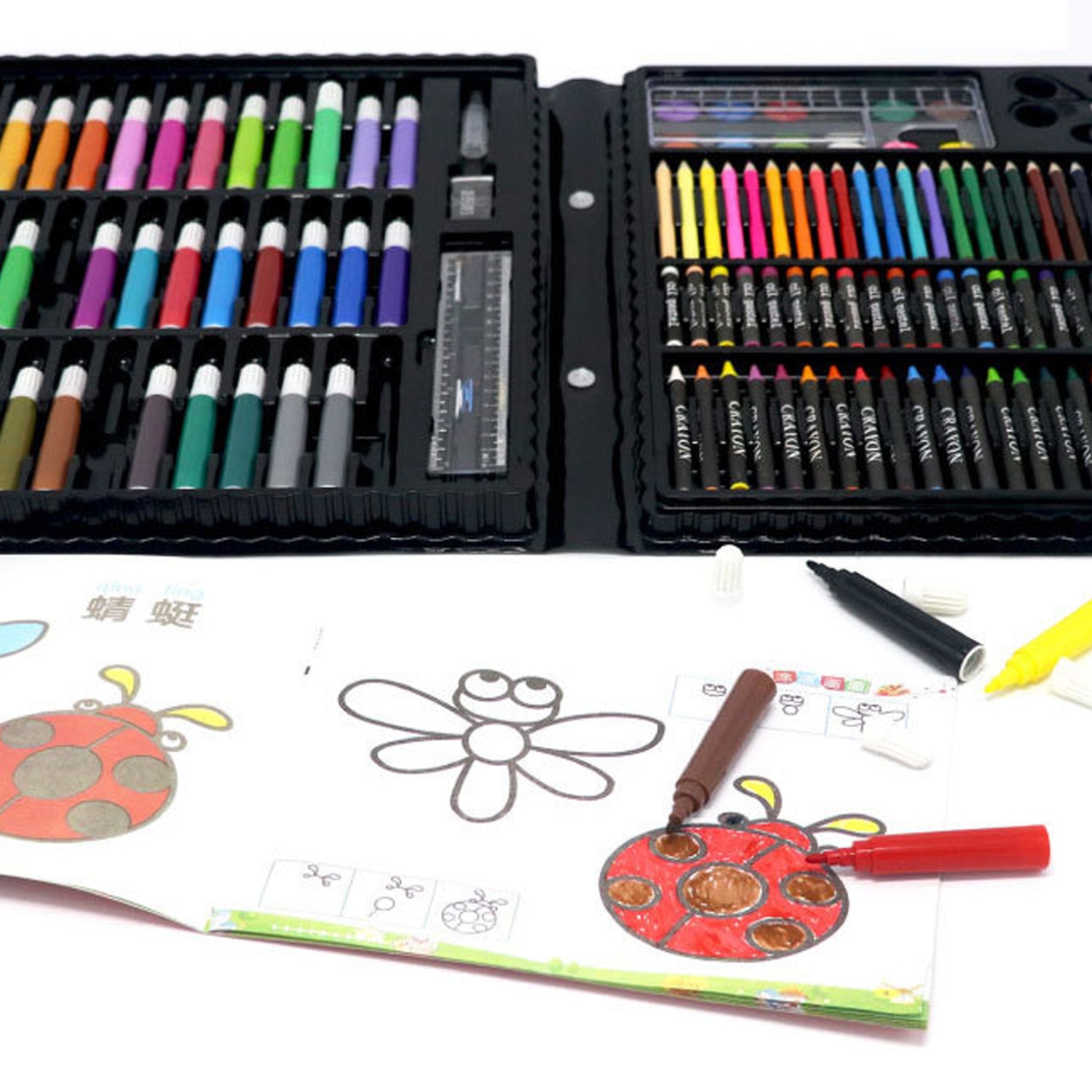 168PCS Painting Drawing Artist Set Kit Water Color Pen Crayon Oil Pastel Painting Tool Art Supplies Kids Stationery Set