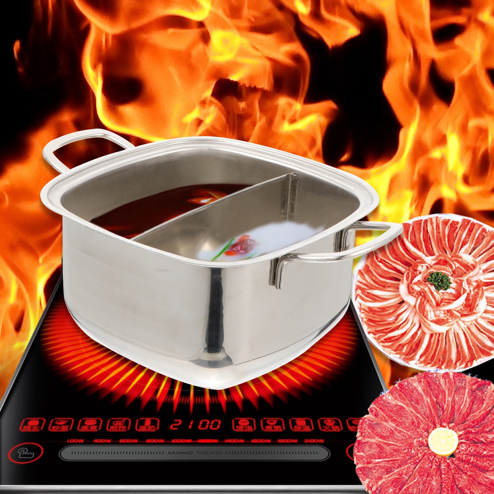 1Pcs Practical Pot Stainless Steel Kitchen Pot Little Pot Multifunctional Pot without Lid for Restaurant A50