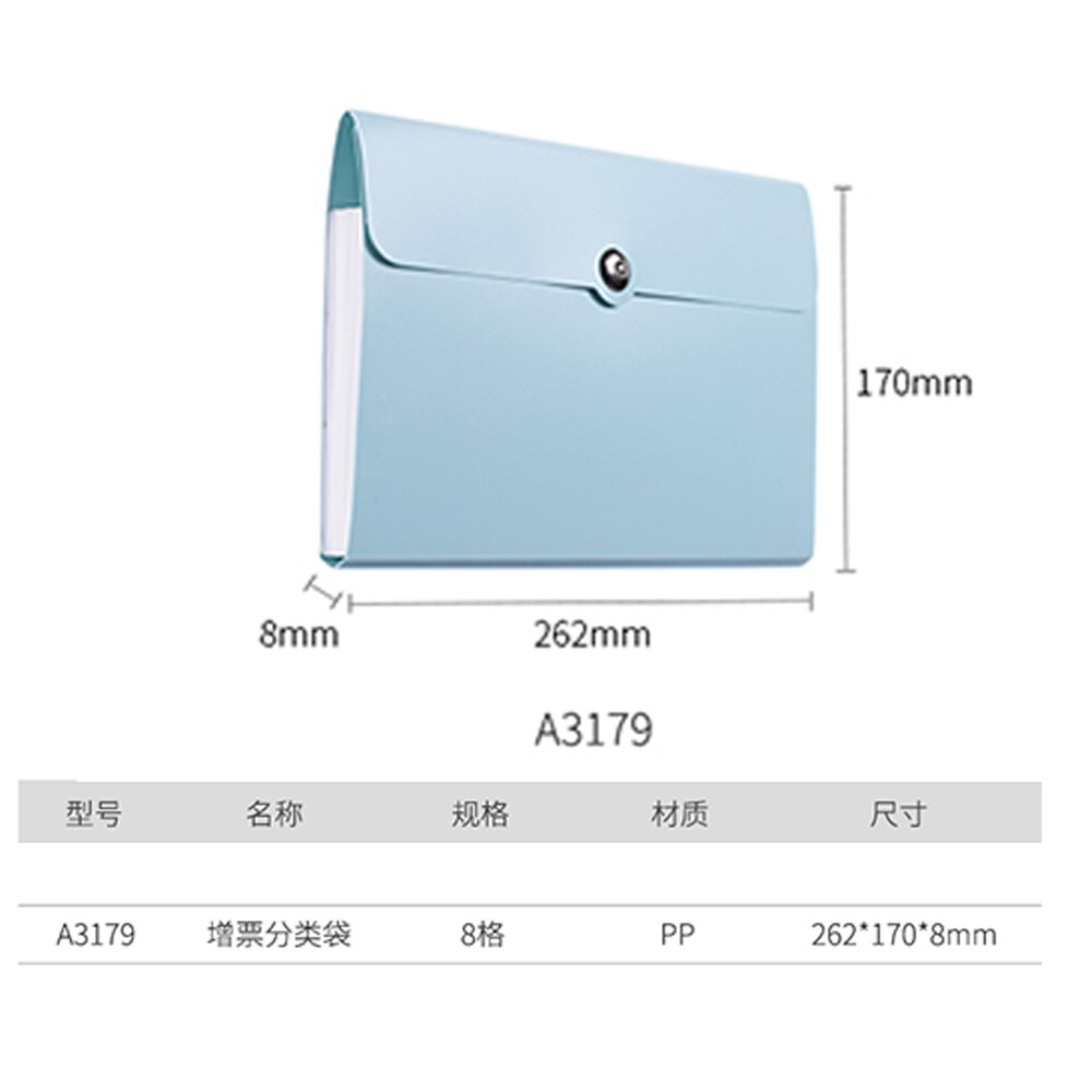 8 pockets A5 File Folder Multi-function Binder Organ Bag Ticket Folder Filing Clip Document Clip Office Supplies Ticket Storage