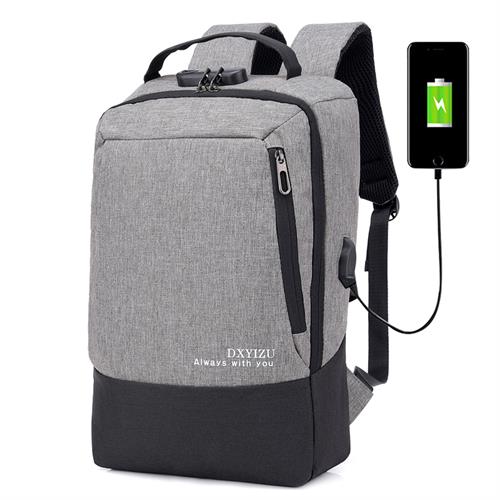 Mochila para ordenador portátil de 15,6 pulgadas con carga USB, bolsa para libros para la escuela, Mochila informal de viaje para adolescentes, para hombre: BlackGray