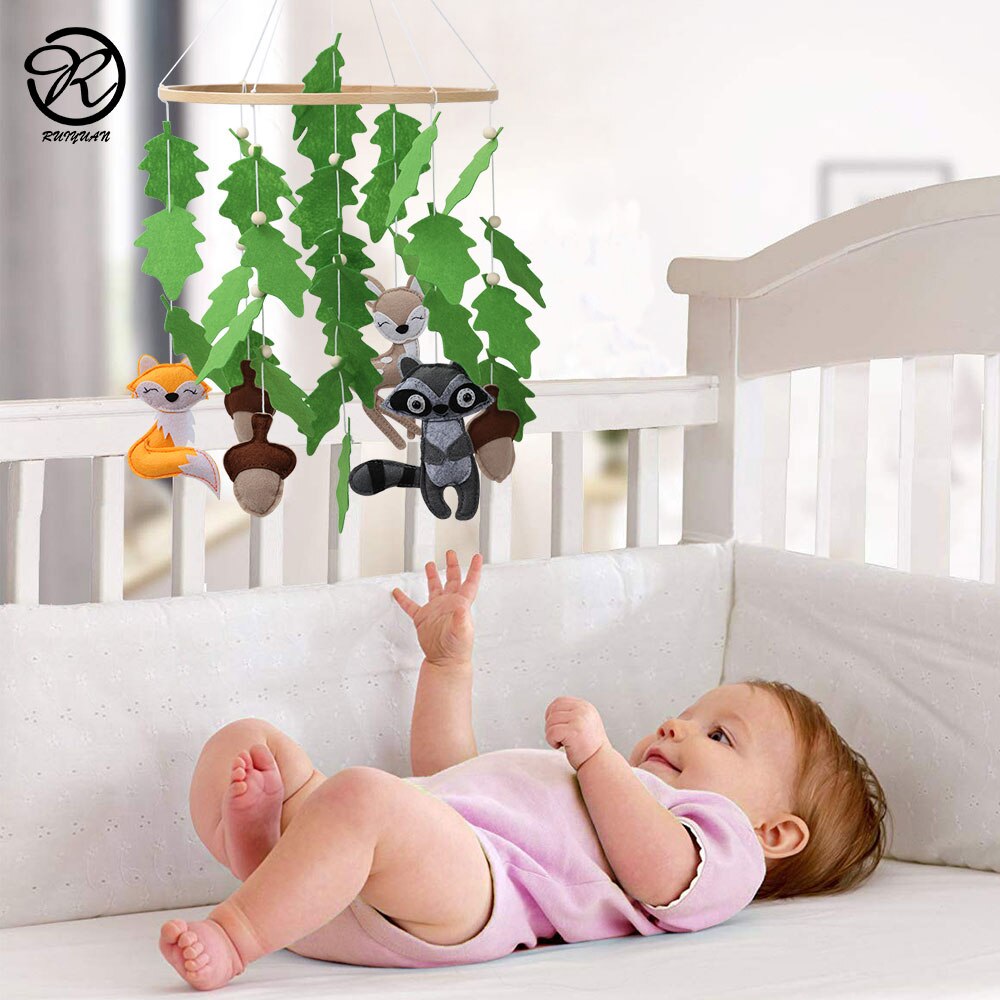 Woodland Felt Baby Nursery Mobiles Forest Animals Baby Crib Mobile