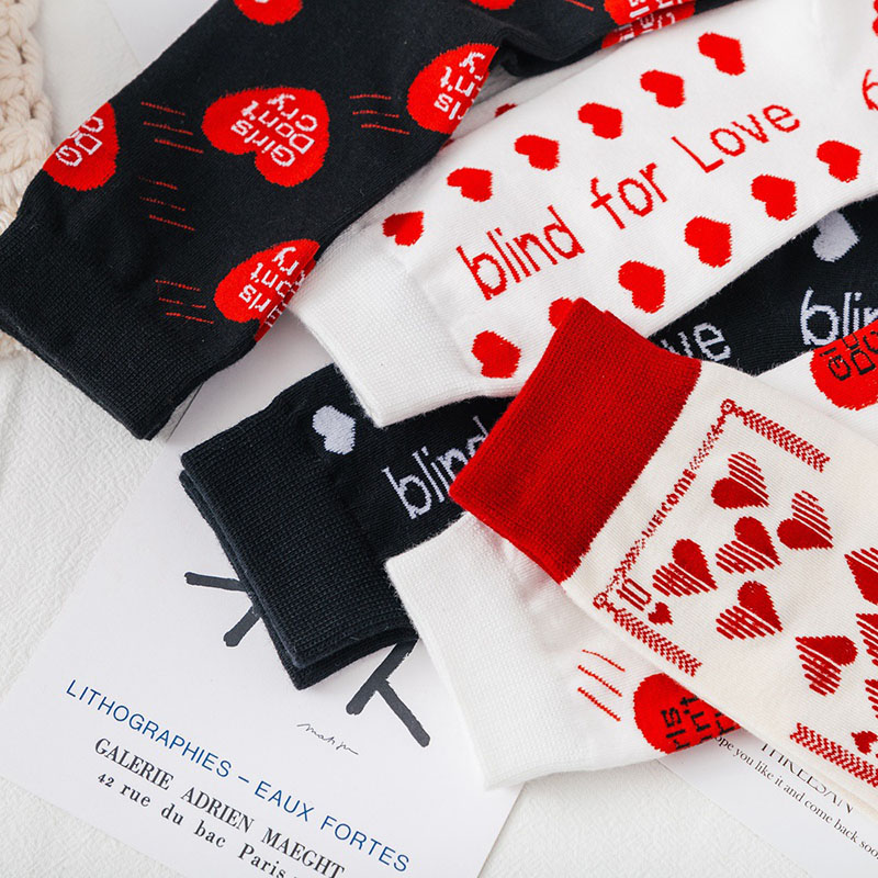 Socks Children&#39;s Tube Socks Love Jacquard Female Socks Cute Girl Cotton Socks Spring And Autumn Trend Women Socks Korean
