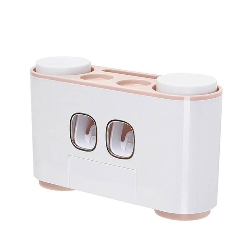 Nowy uchwyt na szczoteczki robić zębów ścienny magnetyczny kubek na szczoteczki robić zębów podwójny dozownik pasztecik robić zębów makaron robić zębów wyciskacz półka łazienka Accessorie ustawić: różowy