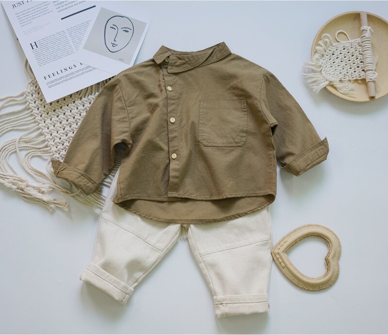 Lente Peuter Meisjes Jongens Blouse Caual Linnen Clothings Baby Boy Shirt