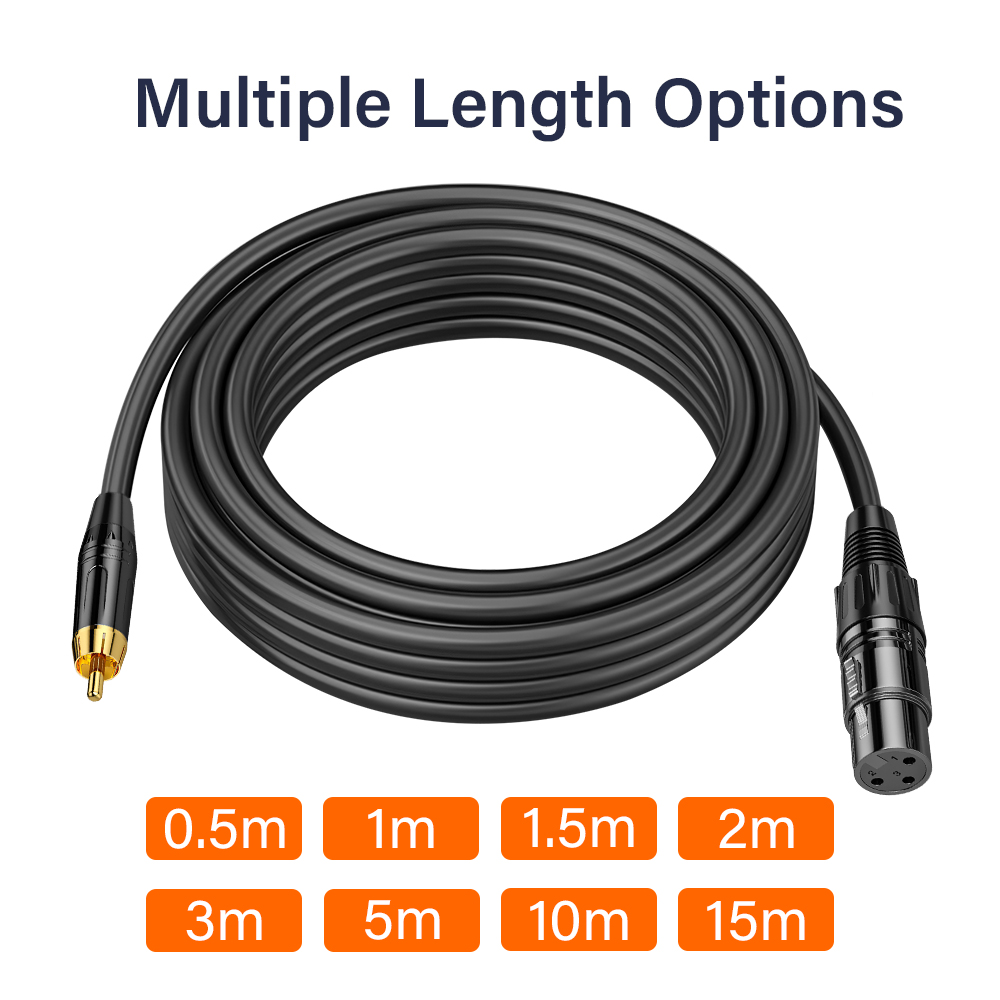 XLR-Stecker auf RCA-Stecker Kabel, XLR zu RCA Unbalanciertes HiFi-Audio OFC-Kabel, für Verstärker, Mischpult, Mikrofon, Längen 3m, 5m, 10m, 15m