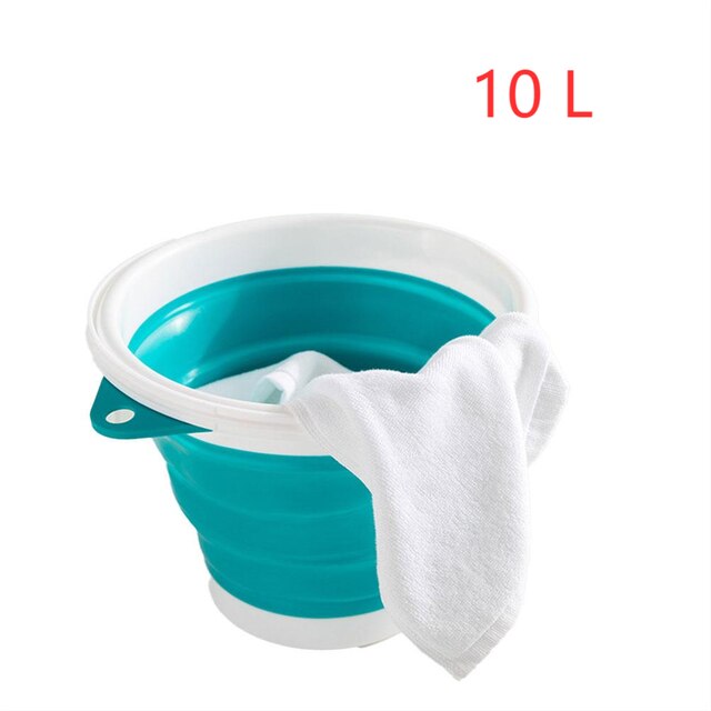 3L/5L/10L Collapsible Bucket Portable Folding Bucket with Handle Car Washing Bucket Children Outdoor Fishing Travel Home Storage: 10L-blue