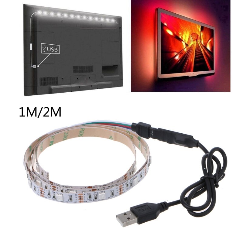 DC 5V USB 30 LED/m 5050 RGB Non Waterproof Flexible LED Strip Light TV Back Lighting+24 Key Remote