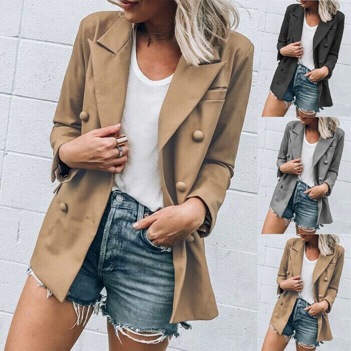 Ca dames trenchcoat slank casual zakelijk blazer pak werkjas bovenkleding tops