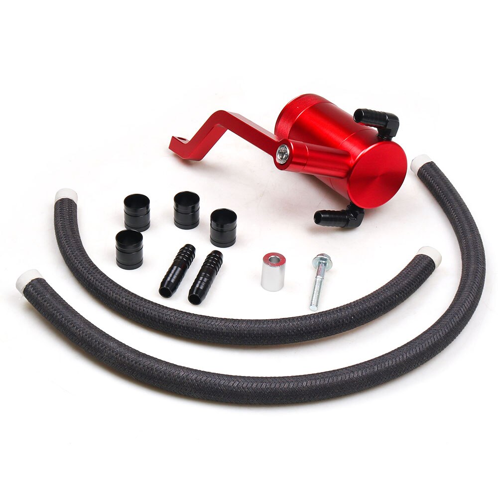 0.18L Aluminum Oil Catch Can Tank With Baffle Plate For Dodge Ram 1500 2500 3500 5.7L 6.4L HEMI BX102252: Red