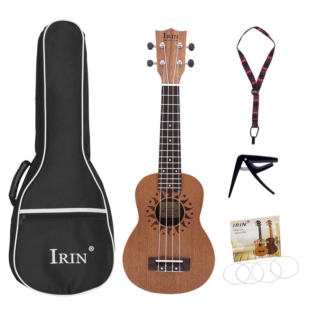 IRIN 21inch Ukulele Sapele Wood Flower Sound Hole 15 Fret Four Strings Guitar+Bag+String+Capo+Strap