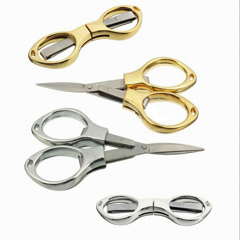 1Pcs Folding Camping Stainless Steel Scissors Keychain Fishing Scissor Pocket Mini Cutter Crafts Sewing Safe