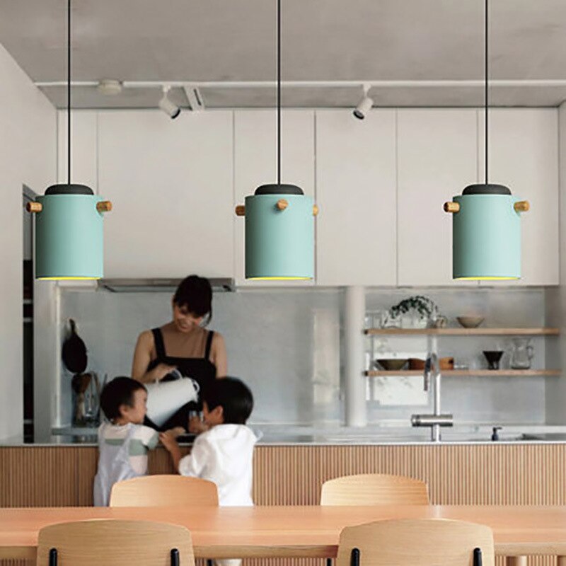 Nordisk trä pendelbelysning armatur hängande lampa armatur upphängningslampor kök matsal säng modernt trä