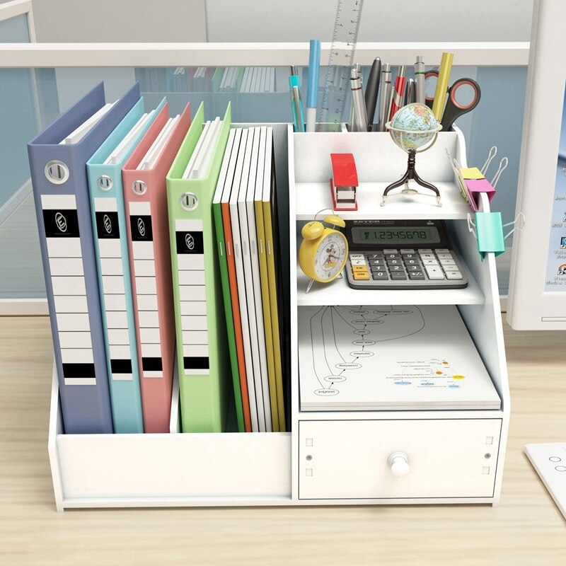 Magazine File Desk Bookcase Stationery Storage Box Bookshelf