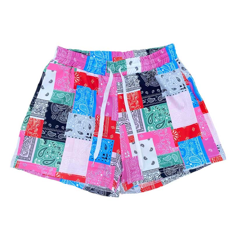 Bandana Vrouwen Mode Print Shorts Zomer Strand Losse Koord Shorts Casual Midi Taille Patchwork Korte Broek