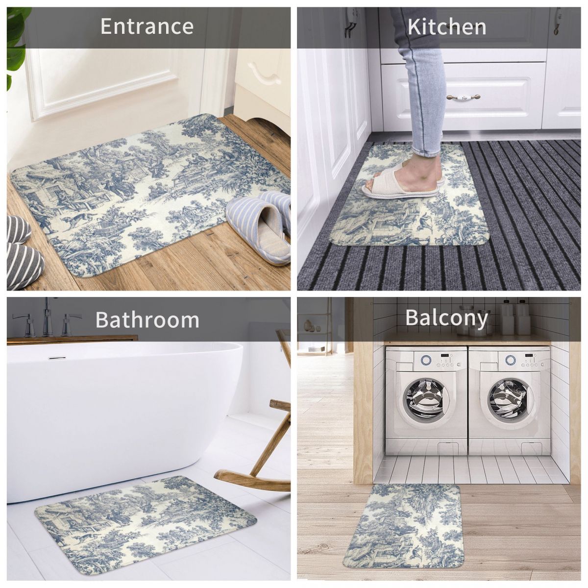 Toile De Jouy Nummer 2 Polyester Deurmat Tapijt Tapijt Mat Voetzool Anti-Slip Dustentrance Keuken Slaapkamer Balkon Cartoon
