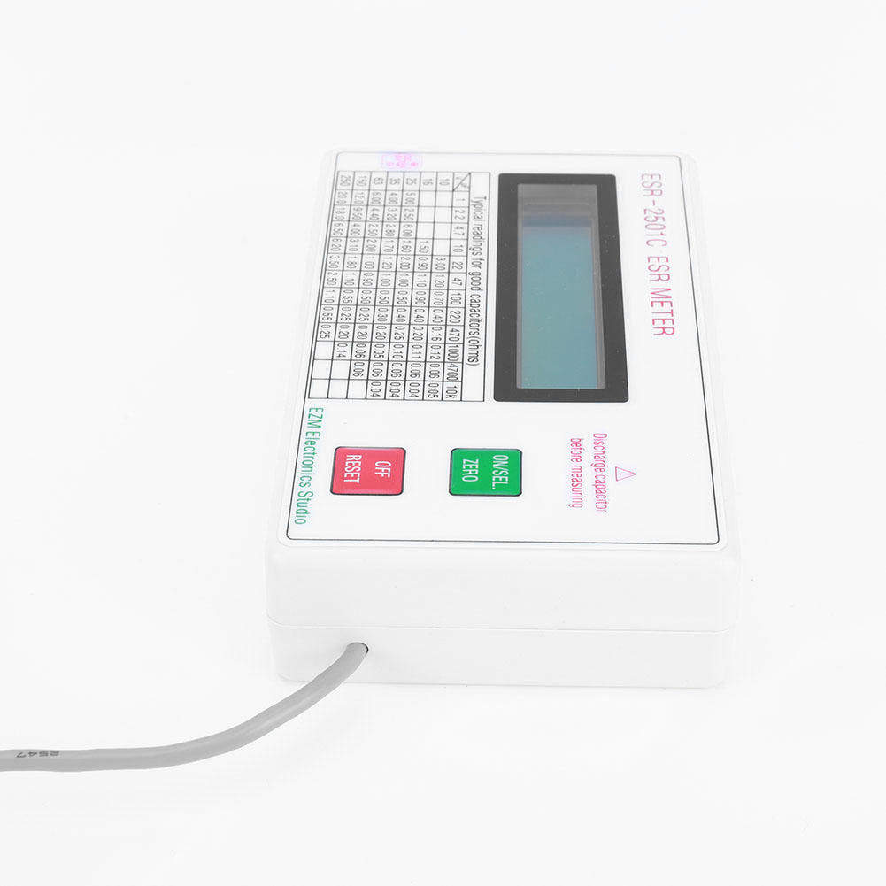Tester kondensatorów ESR Wyświetlacz LCD Miernik ESR z przewodami pomiarowymi Klips Tester obwodu akumulatora Miernik testowania elektrycznego Inteligentne wyłączanie