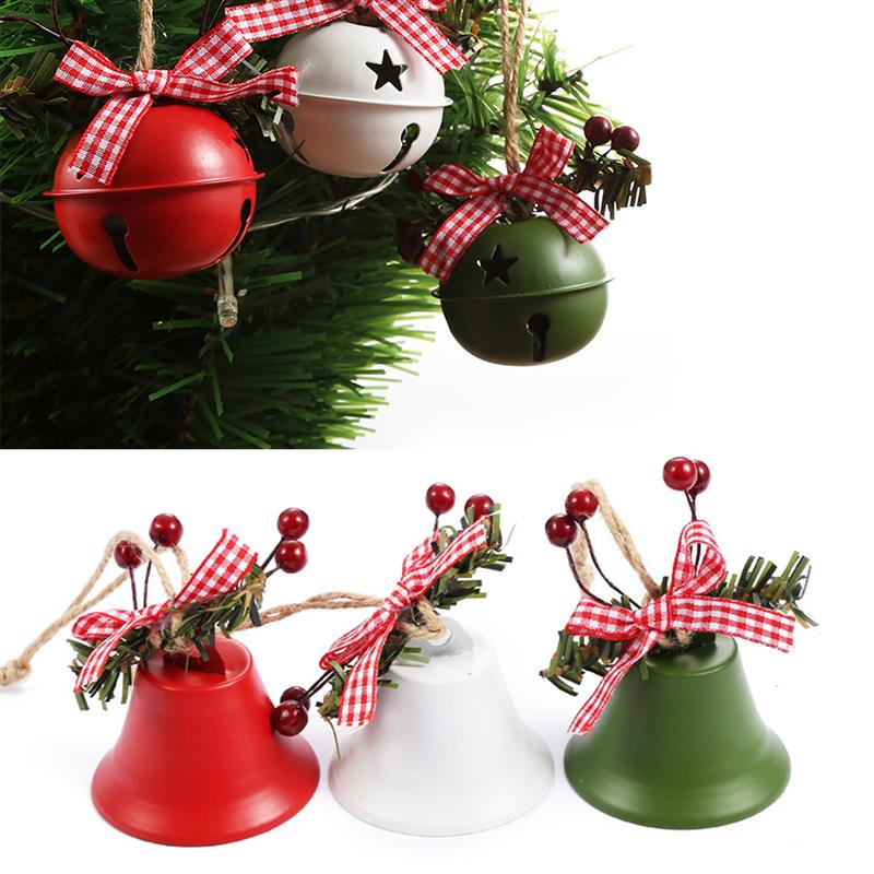 3Pcs DIY Christmas Tree Craft Metal Snowflake Jingle Bell Beads Merry Christmas Bell Christmas Tree Ornament Decoration