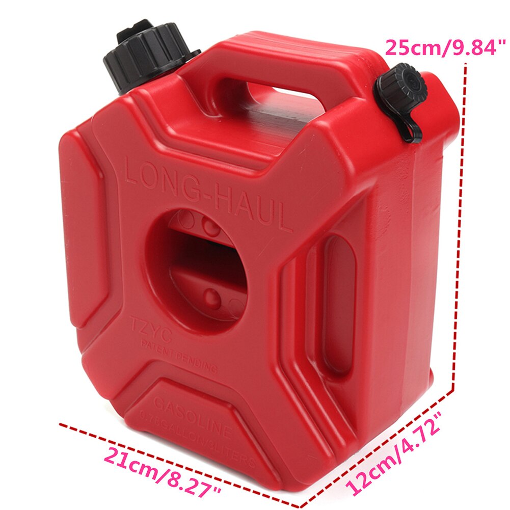 Fuel Tank Backup Portable Red Petrol Jerry Can Gas Container Plastic ATV UTV With Mount Car Motorcycle 3L Anti Static