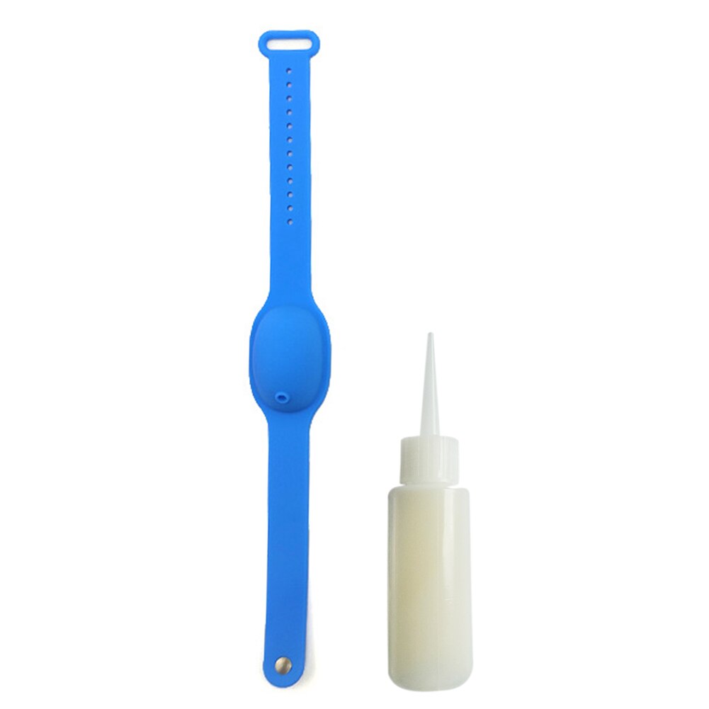 Silicone Bracelet Wristband Hand Soap Dispenser Band Squeeze Bottle Care Watch Disinfect Wristband Hand Sanitizer: Blue