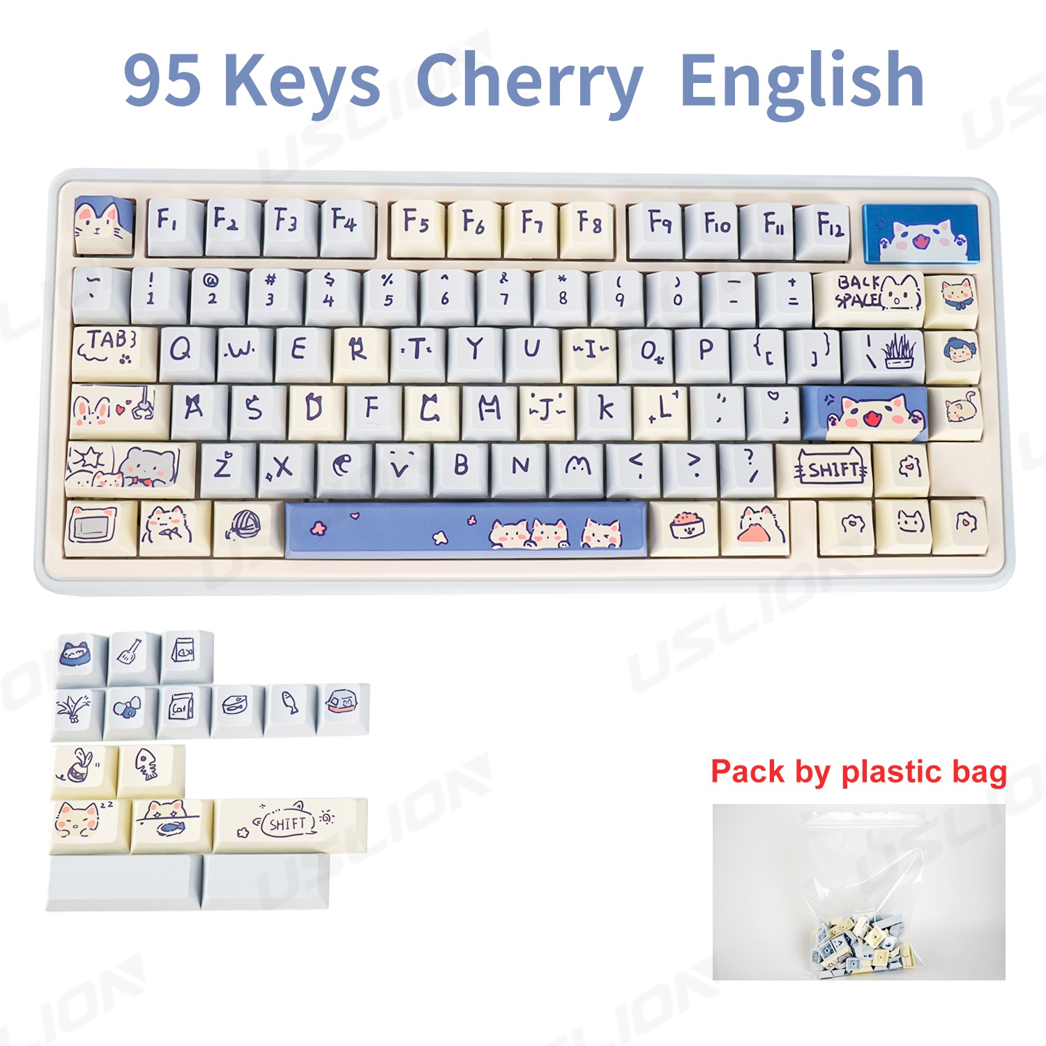 95 Keys Cherry Profile PBT Keycaps Love Letter Theme Key Caps for Gaming Mechanical Keyboard 61/64/68/75Keys AULA F75 Key Caps ﻿: DARK GRAY