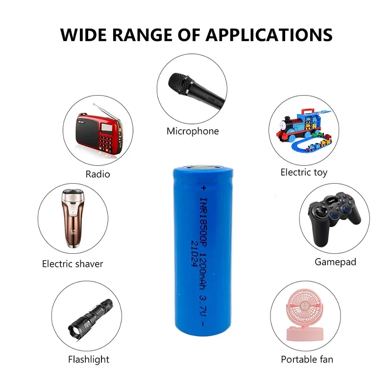 18500 Battery 3.7V 1200mAh Rechargeable Lithium-ion Battery, 3.7V Special Lithium-ion Battery for Strong Light Flashlights