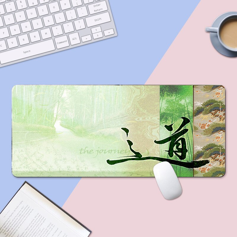 Ink painting mouse pad black and white gray three-color office computer non-slip mouse pad extra long table mat