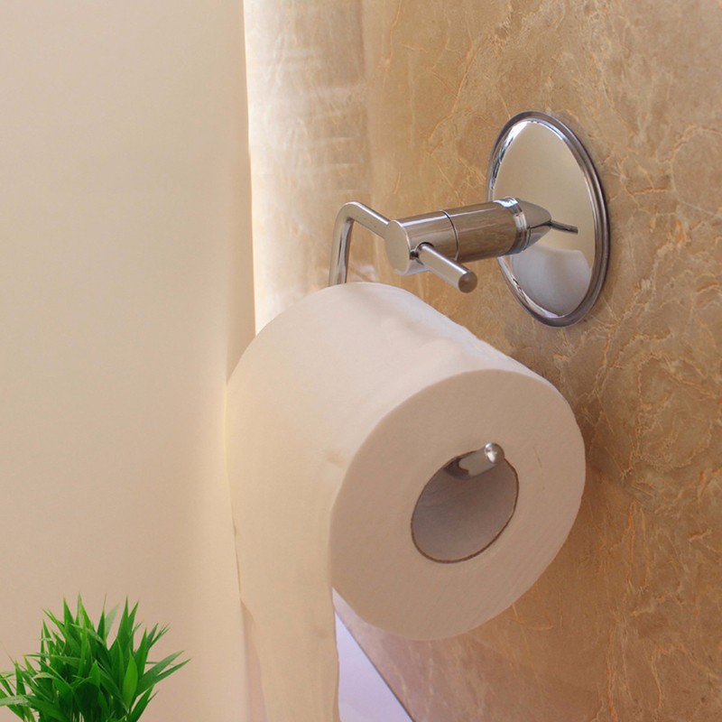 Stainless Steel Toilet Roll Tissue Paper Holder +Suction Cup Bathroom Tool