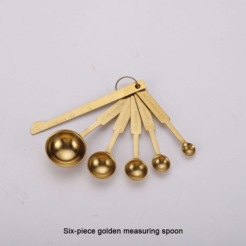 304 stainless steel kitchen measuring tool five-piece modern rose gold baking stainless steel measuring cup measuring spoon set: K