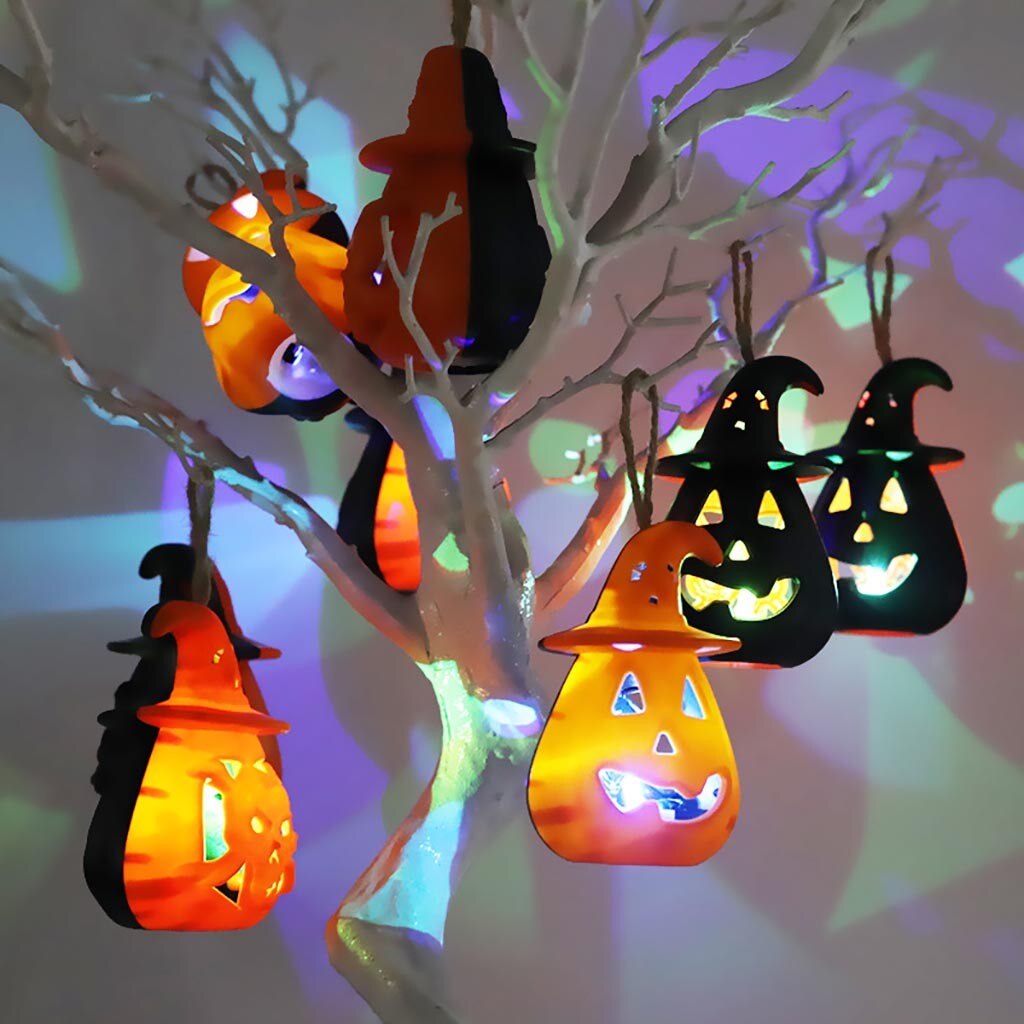 Halloween pumpa lykta led färgglad blixt skräck dödskalle ljus luva pumpa ljus ljus 8 x 12cm spökhus dekoration