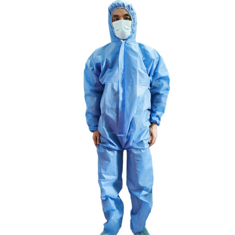 Unisex Sanitary Protection Jumpsuit Hazmat Suit Zip Isolation Protective Coveralls Disposable Anti Dust Sanitary Safety Clothing