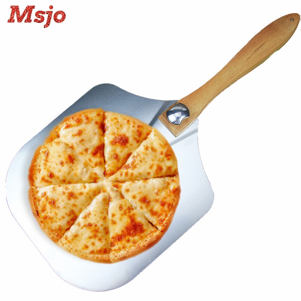 Msjo Aluminium Pizza Schop Schil Met Lange Houten Handvat Gebak Gereedschappen Pizza Paddle Spatel Opvouwbaar En Verwijderbare Pizza Schil