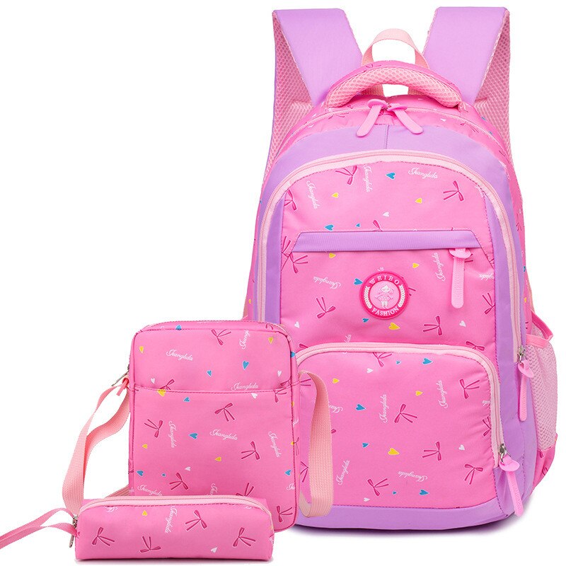 Meisjes Schooltassen set Orthopedische Prinses Schooltassen Kinderen Rugzak Meisje Primaire Boekentas Kids Mochila Infantil: pink purple