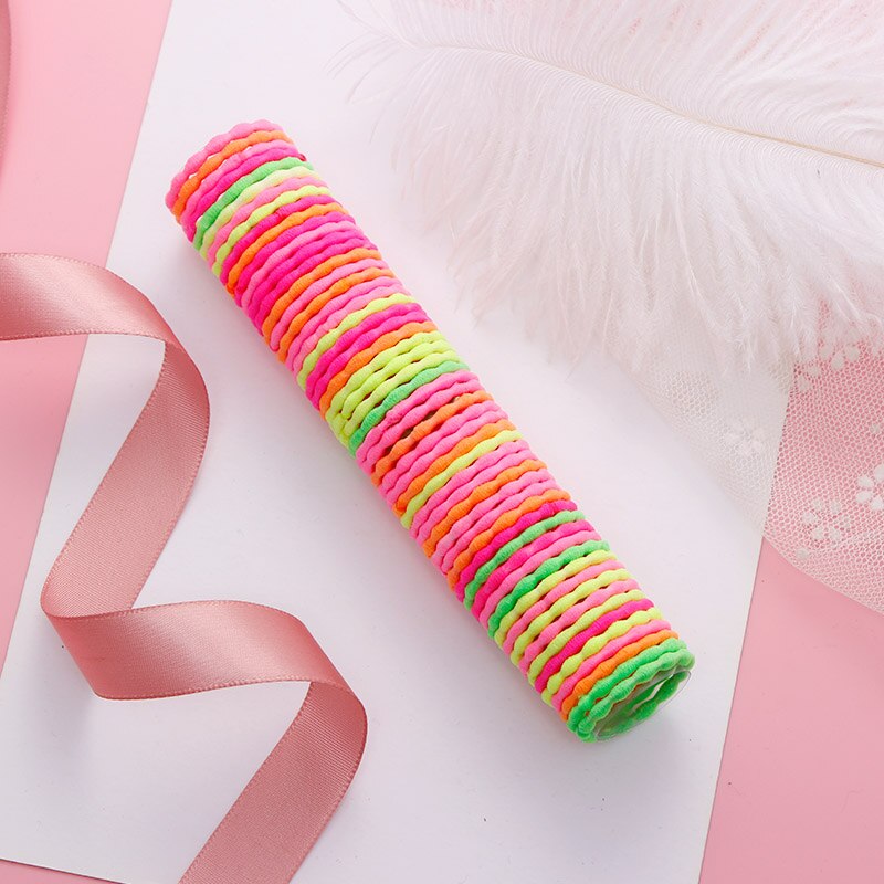 50PCS/Set Girls Colorful Basic Elastic Hair Bands Children Cute Ponytail Holder Rubber Band Headband Scrunchies Hair Accessories: 8