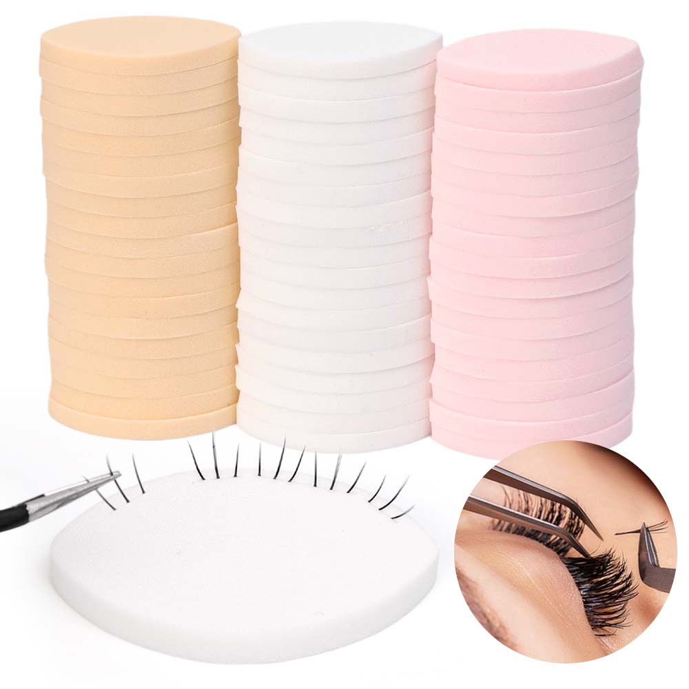60PCS Soft Sponge False Eyelash Pads Beginner Lash Map Chart Wispy Lashes Reusable Makeup Puffs Training Eyelash Extensions Tool