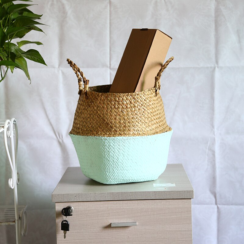 WHISM Pliable Vannerie De Stockage Panier Suspendu Décoratif Paniers Jardin Pot De Fleur Rotin Planteur Herbiers Panier À Linge