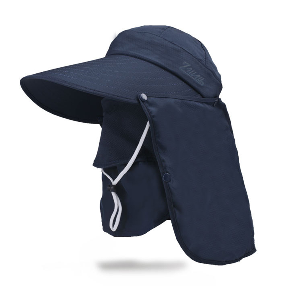 Aftagelig sommer hat solbeskyttelse hat uv beskyttelse ansigt hals sol cap udendørs fiskeri vandring arbejde afslappet hat: Blå