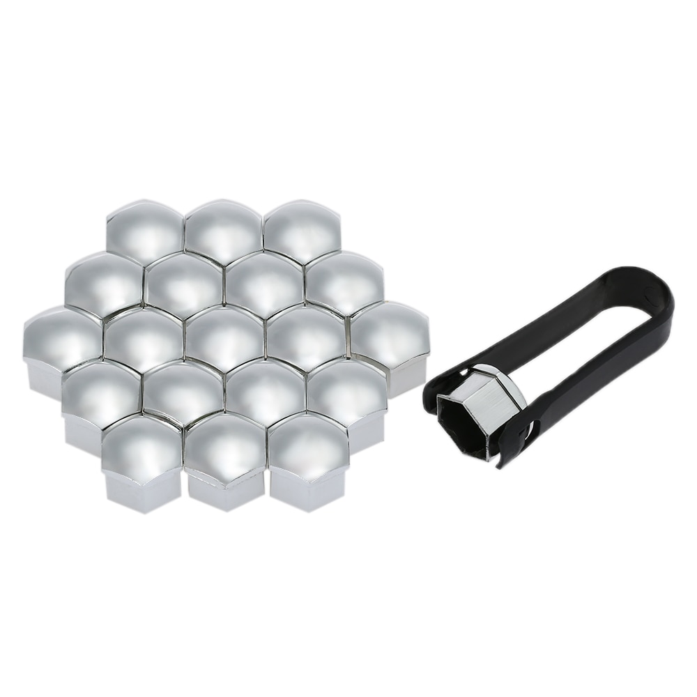 20Pcs 17Mm Wiel Moer Bout 20Pcs 17Mm Head Cover Cap Beschermende Bolt Caps Exterieur Decoratie Beschermen bolt Velgen Zilver/Zwart