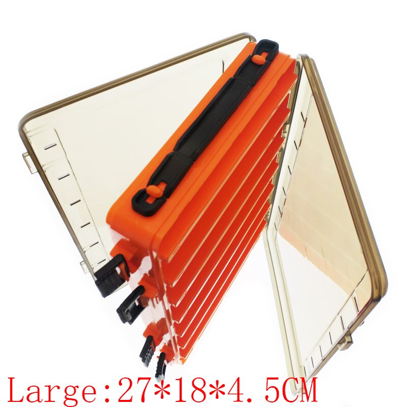Fishing Lure Box Tackle Box Double-decker Sub-bait Box Portable Bait Fishing Gear Storage Box Double Sided Tackle Box: large Orange