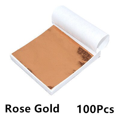 9X9Cm 100 Vel Art Craft Imitatie Gold Sliver Folie Papers Kleurrijke Bladgoud Vellen Vergulden Diy Craft decor Vergulden Decoratie: Rose Gold 100Pcs