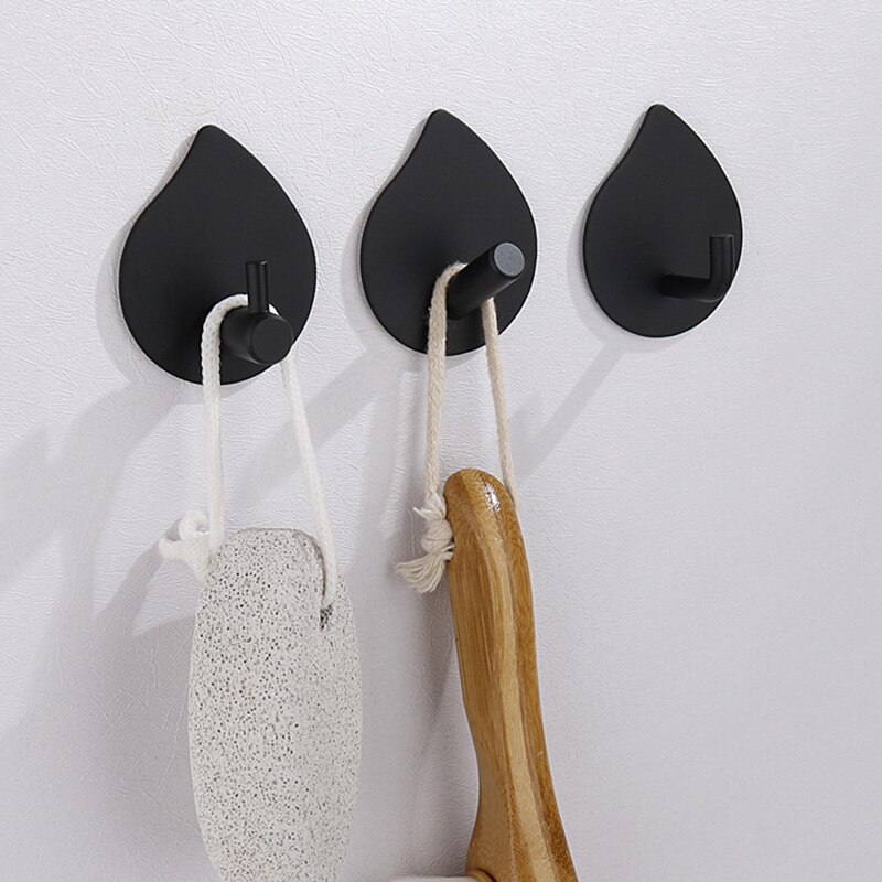 1PC Door Hook Self Adhesive Drip Shaped Wall Door Hook Clothes Hanger Bag Key Rack Stainless Steel Towel Hanger Household Gadget