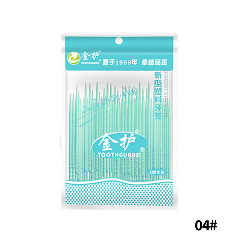 100Pcs Dubbele Superfijne Tand Stok Flosdraad Staven Borstel Bamboestok Dental Oral Care Schone Tanden Voedsel Residu Tandenstoker: 04