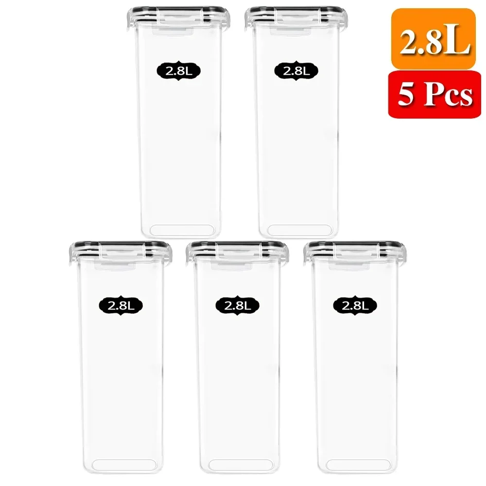 Food Storage Containers Kitchen Organizer and Storage Container with Lids Refrigerator Noodle Box Tank Sealed Cans 5Pcs Set