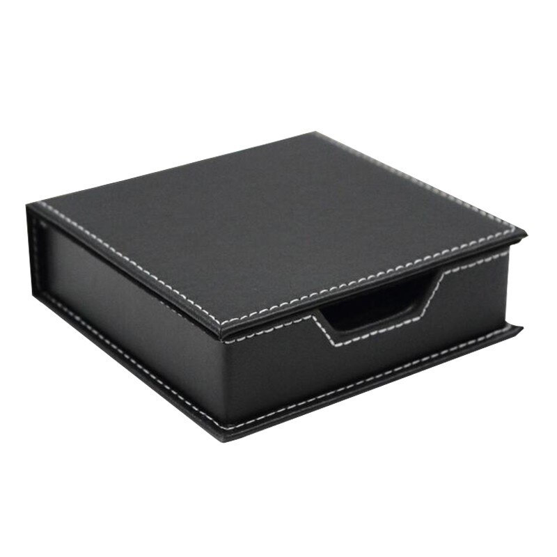 Caja de notas de cuero, suministros para oficina y escuela, Accesorios de escritorio, organizador, portatarjetas, porta notas, caja de almacenamiento de notas adhesivas: Black