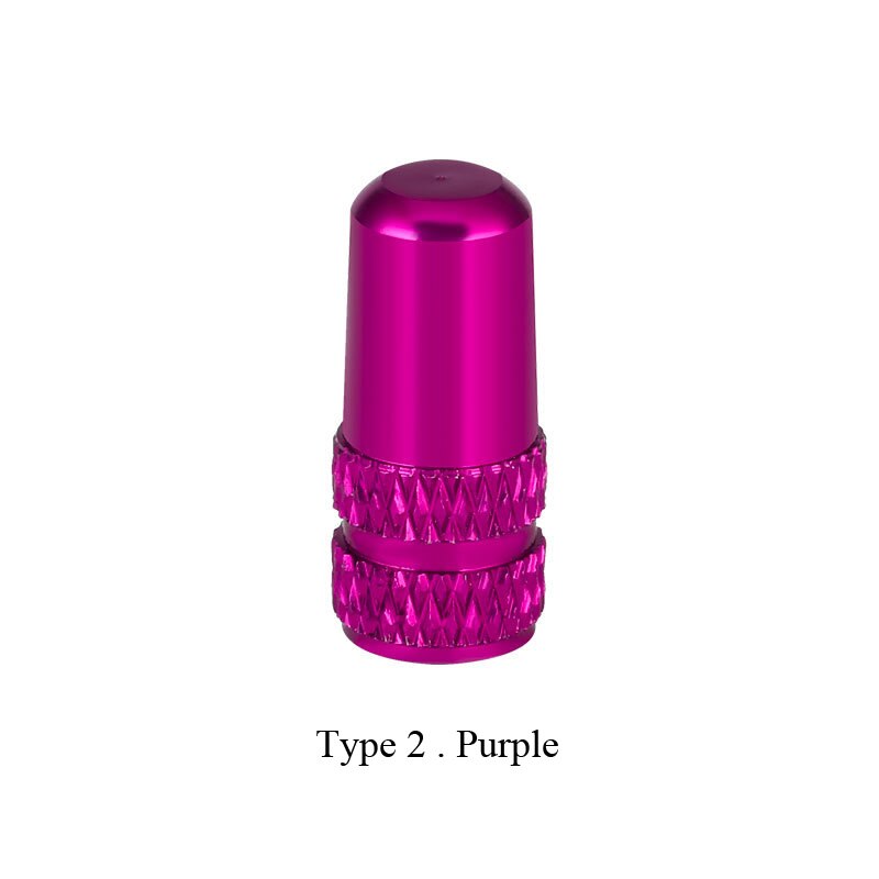 Fahrrad Reifen Ventil Kappe Aluminium Schrader/Presta Ventil Kappe Fahrrad Reifen Kappen Mit Vakuum Reifen Gesetz Mund Mutter Radfahren zubehör 2Pcs: type2.purple