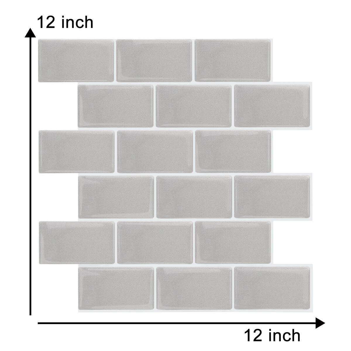 2.5MM High-Grade Gray Subway Tiles 3d Self-Adhesive Waterproof Tile Stickers Bathroom Splash Backsplash Easy To Cut（30.5*30.5cm）