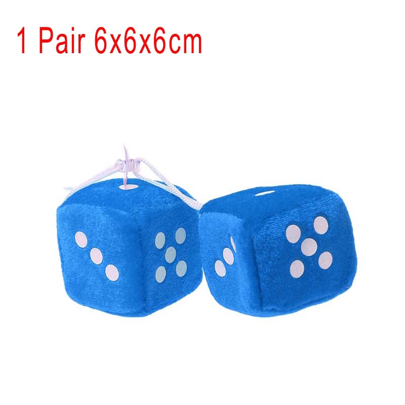 1 par fuzzy terninger prikker spejlbøjle dekoration bil styling tilbehør: 6cm- blå