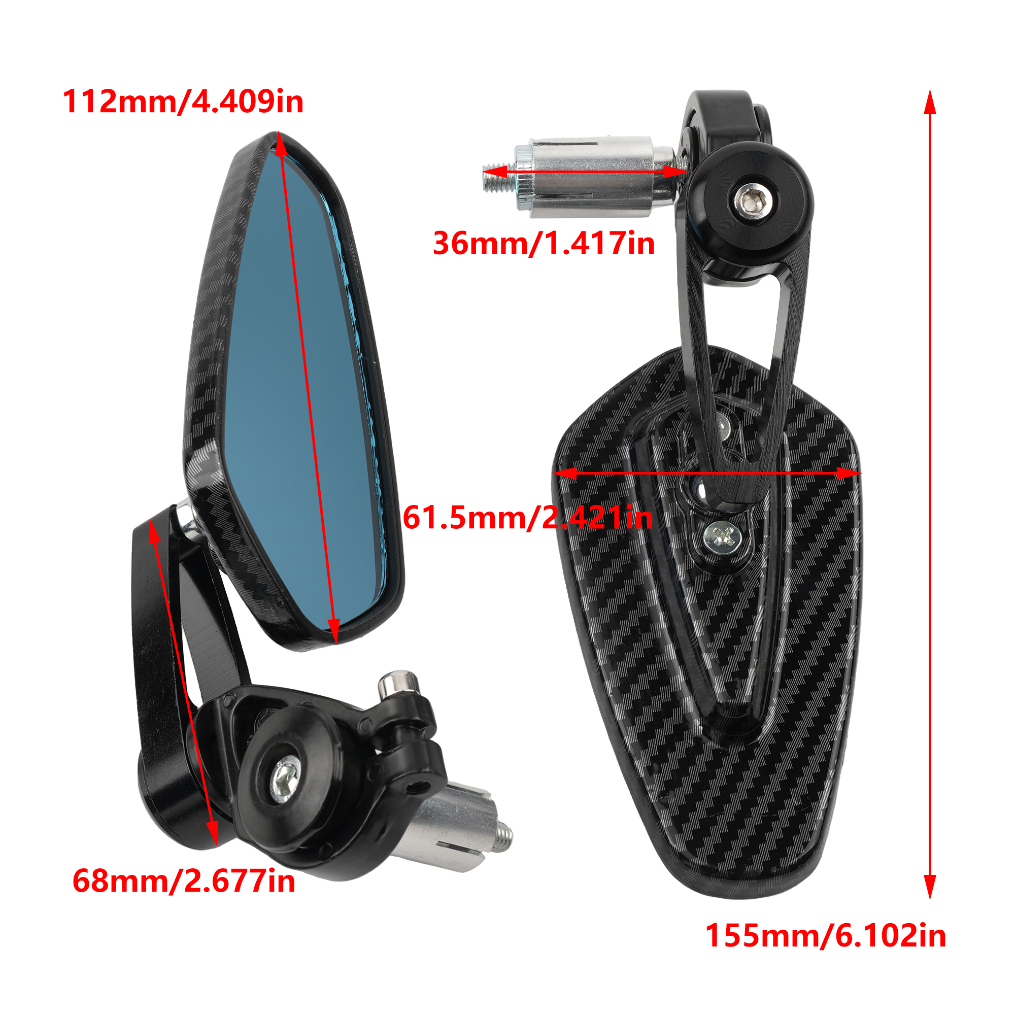 Motorcross 360 Draaibare Omgekeerde Achteruitkijkspiegel Motorfiets Carbon Fiber Accessoires Einde Stuur Gemodificeerde Spiegel